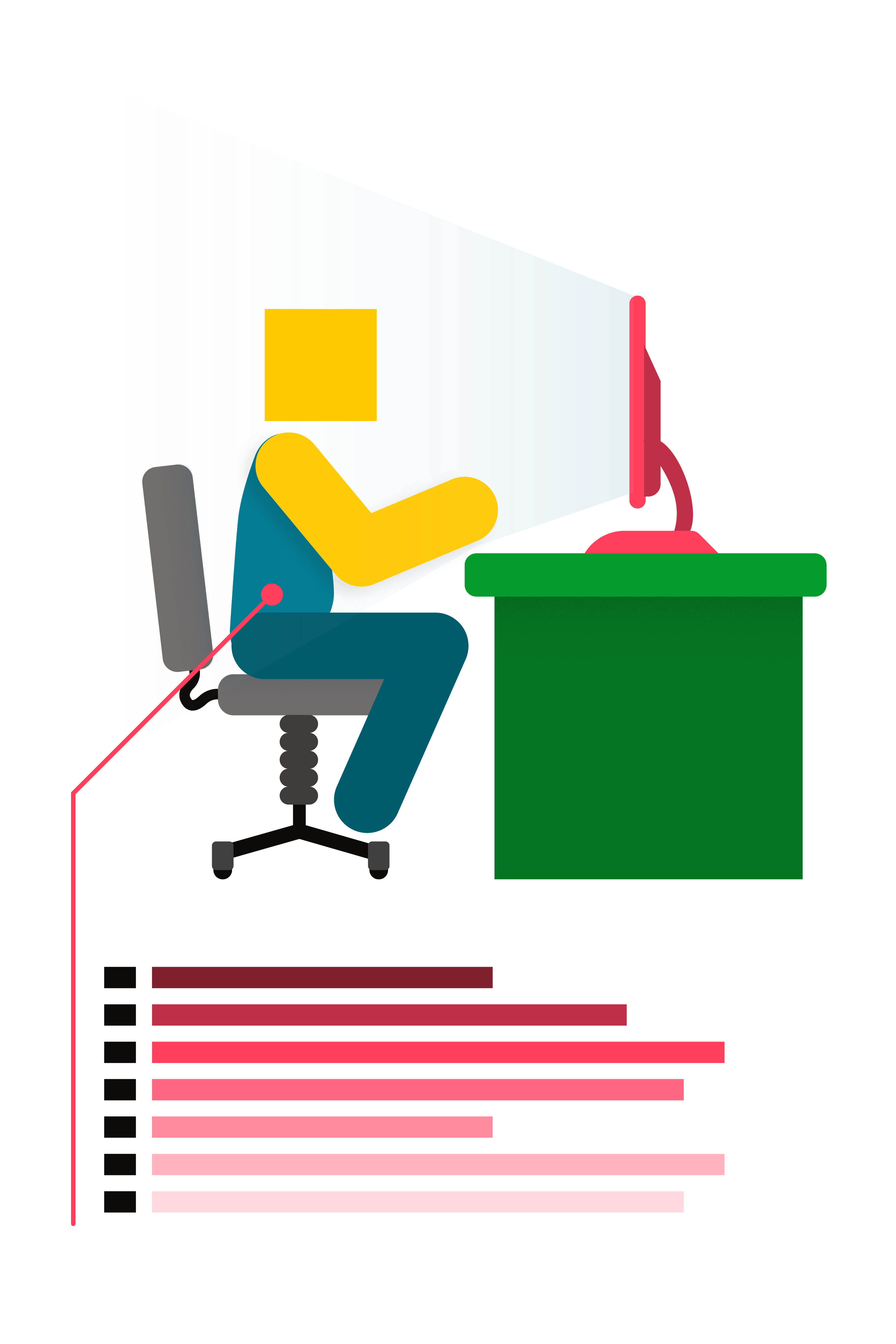 illustration of person on keyboard with graphs