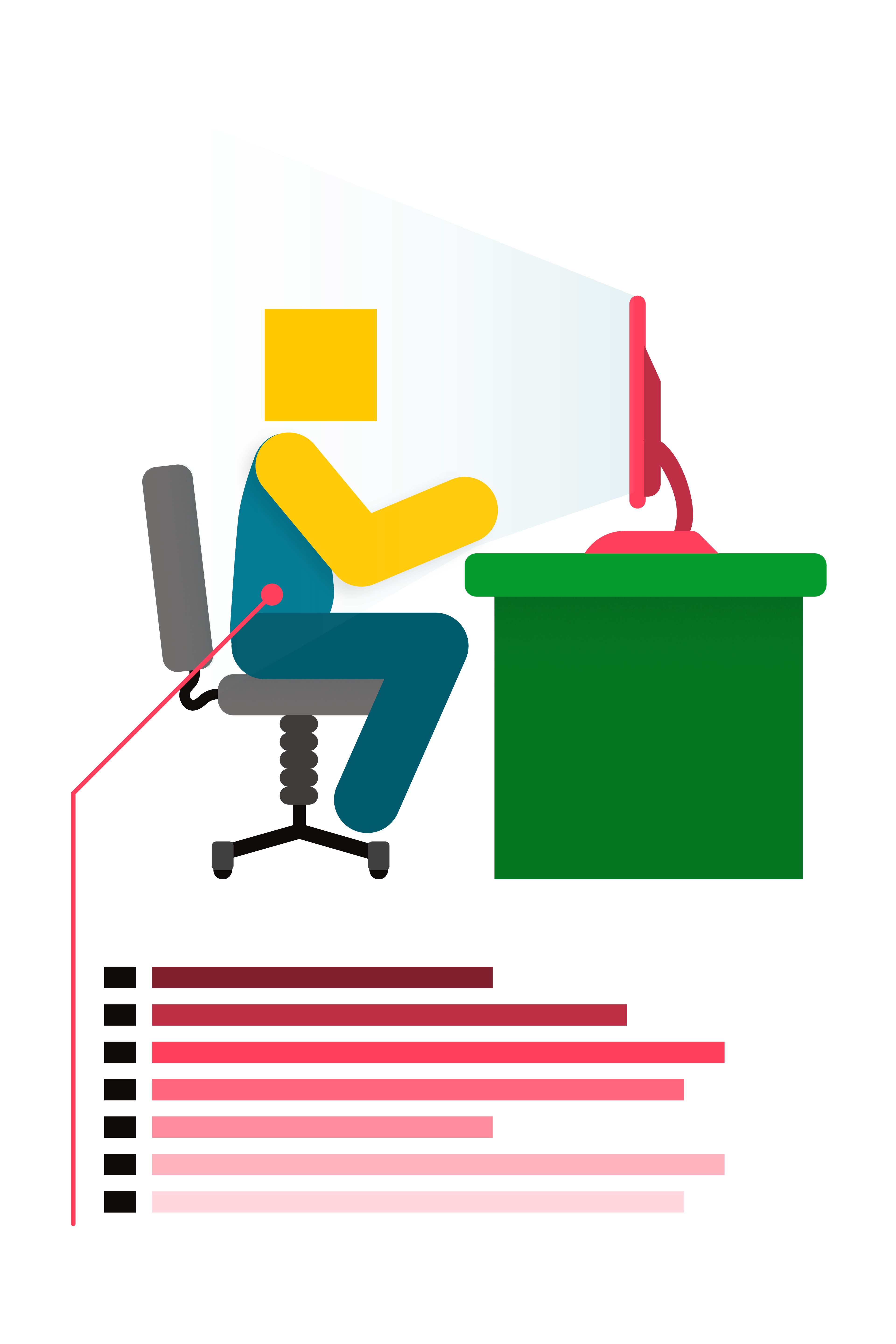 illustration of person on keyboard with graphs
